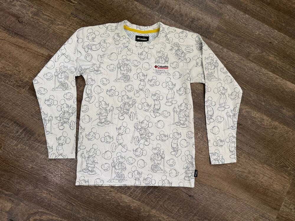 youth Columbia X Disney Mickey Mouse Long Sleeve Sun Deflector Shirt Sz M 10/12